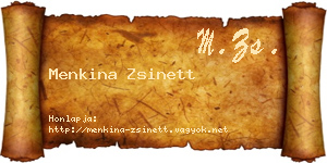 Menkina Zsinett névjegykártya